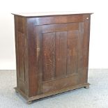 An early 20th century oak cabinet, enclosed by a panelled door,