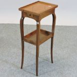 An inlaid side table, with a single drawer,