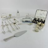 A collection of mainly silver items, to include cutlery,