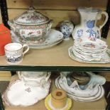 Two shelves of 19th century and later china,