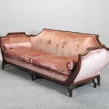A 19th century style, pink upholstered two seater settee,