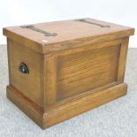 A small handmade oak blanket box,