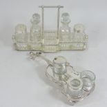 A silver plated cruet, in the form of a violin, together with a silver plated cruet stand,