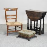 An 18th century oak gateleg table, 54cm,