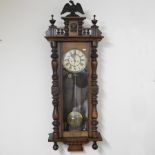 A 19th century walnut cased regulator style wall clock,