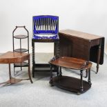 Victorian mahogany pembroke table, 92cm, a wash stand,