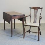 A 19th century mahogany pembroke table on square tapered legs, 84cm,