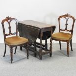 An 18th century oak drop leaf table 98 x 118cm,