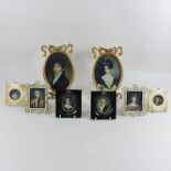 A collection of eight reproduction miniature pictures,