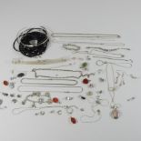 A collection of modern silver and other jewellery,