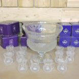 An Edinburgh crystal thistle pattern punch bowl, 28cm high,