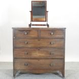 A George III mahogany chest of drawers, on swept bracket feet, 109cm,