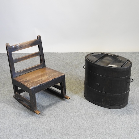 A 19th century coopered butter churn,