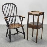 A 19th century elm seated Windsor armchair, together with a 19th century mahogany washstand,