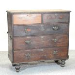 A 19th century walnut chest of drawers,