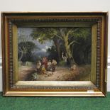 English school, 19th century, a country scene with children playing, oil on board,