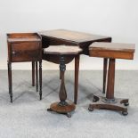 A William IV rosewood side table, 44cm, together with a Victorian rosewood card table,