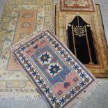 A woollen rug, with geometric designs, on a cream ground, 235 x 124cm,