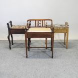 An Edwardian upholstered piano stool,