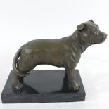 A bronze model of a Staffordshire terrier,