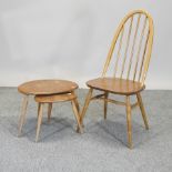 A nest of two Ercol light elm pebble tables, 50cm,