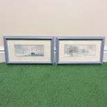 English school, 20th century, coastal scene, pair of watercolours, signed indistinctly,