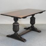 An early 20th century oak refectory table,