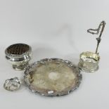 A collection of silver and plated items, to include a salver,