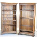 A pair of oak open bookcases,