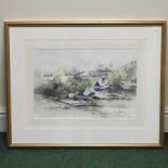 Marion Harbinson, Low Tide, watercolour, signed,
