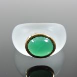 A contemporary jade and glass ring