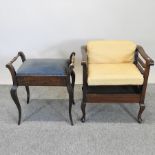 An early 20th century upholstered piano stool,