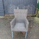 A set of five steel framed garden chairs,