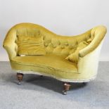 A Victorian gold upholstered sofa,
