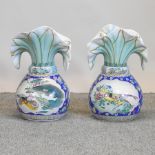 A pair of Chinese porcelain vases, decorated with birds, 56cm high, together with Lillian Ridden,