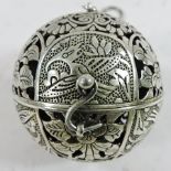 A Chinese style white metal travel censer,
