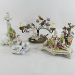 A collection of 19th century continental porcelain figure groups,
