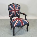 A Union Jack upholstered show frame armchair