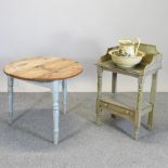 An antique painted pine wash stand, 60cm,