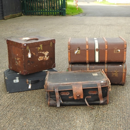 A vintage black suitcase, stamped Glasgow, 80cm,