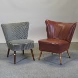 A near pair of 1950's upholstered Bartholomew cocktail chairs