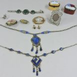 A collection of costume jewellery and trinket boxes etc