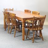 A modern pine dining table, 183 x 85cm,