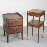 A George III mahogany tray top commode, 46cm,