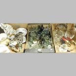 Three boxes of items to include glassware, china,