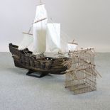 A model of a galleon, 106cm long,