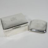 A silver cigarette box, 12cm,