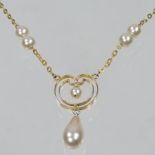 A 9 carat gold and pearl necklace,