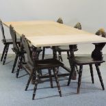 A continental farm house extending dining table, 260 x 104cm overall,