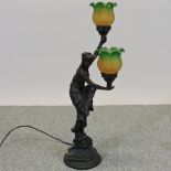 An Art Nouveau style figural table lamp,